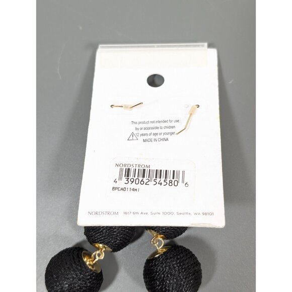 Nordstrom BP Black Round Stacked Bead Bold Statement Earrings Boho Runway - Picture 5 of 6